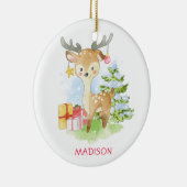 Schattigee Waterverf Kerstmis rendieren gepersonal Keramisch Ornament (Rechts)