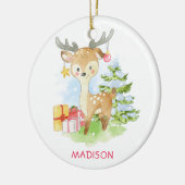 Schattigee Waterverf Kerstmis rendieren gepersonal Keramisch Ornament (Links)