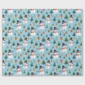 Schattigee Waterverf Kerstmis Sneeuwman Cadeaupapier (Vlak)