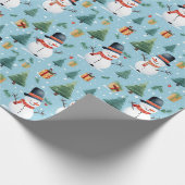 Schattigee Waterverf Kerstmis Sneeuwman Cadeaupapier (Hoek)