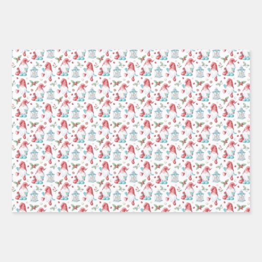 Schattigee Waterverf Kerstmis Sneeuwman Gnome Uil Inpakpapier Vel (Voorkant 3)