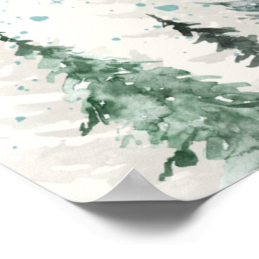 Schattigee Waterverf Kerstmiskwekerij Decor Poster (Hoek)