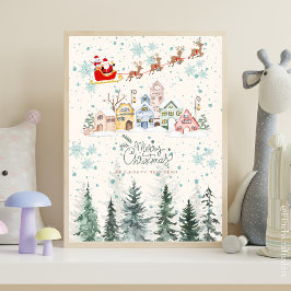 Schattigee Waterverf Kerstmiskwekerij Decor Poster