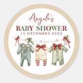 Schattigee Waterverf kerstvakantie Baby shower Ronde Sticker (Voorkant)
