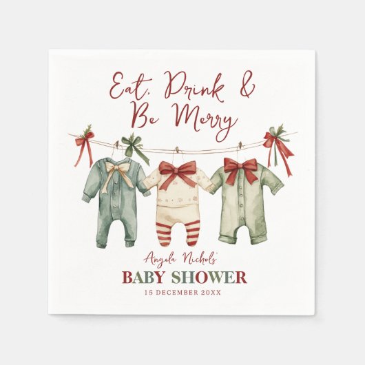 Schattigee Waterverf kerstvakantie Baby shower Servet (Voorkant)