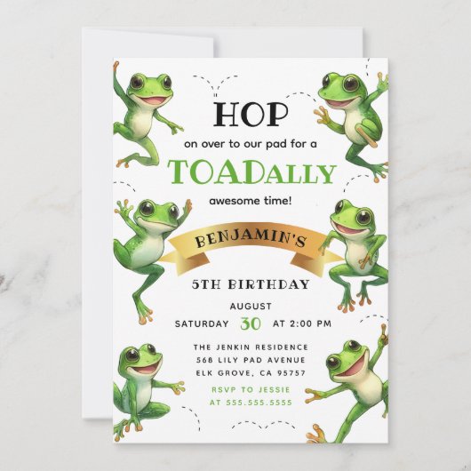 Schattigee Waterverf kikkers springen op boven elk Kaart (Voorkant)