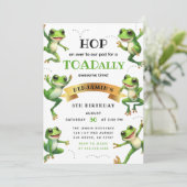 Schattigee Waterverf kikkers springen op boven elk Kaart (Staand voorkant)