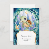 Schattigee Waterverf Kinderschildpad Verjaardag Bedankkaart (Voorkant / Achterkant)