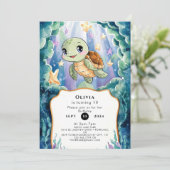 Schattigee Waterverf Kinderschildpad Verjaardag Kaart (Staand voorkant)