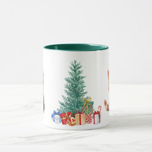 Schattigee Waterverf kitten cat kerstfeest C Mok (Midden)