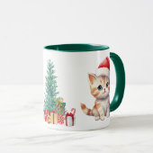 Schattigee Waterverf kitten cat kerstfeest C Mok (Voorkant rechts)