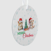 Schattigee Waterverf kitten cat kerstfeest C Ornament (voorkant)