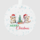 Schattigee Waterverf kitten cat kerstfeest C Ornament (voorkant)