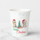 Schattigee Waterverf kitten cat kerstfeest C Papieren Bekers (Voorkant)