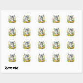 Schattigee Waterverf Kitten in Flowers Ronde Sticker (Vel)