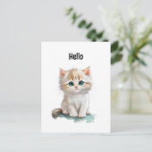 Schattigee Waterverf kitten met blauwe ogen Briefkaart (Staand voorkant)