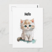 Schattigee Waterverf kitten met blauwe ogen Briefkaart (Voorkant / Achterkant)