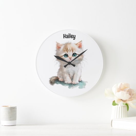 Schattigee Waterverf kitten met blauwe ogen Grote Klok (Huis)