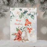Schattigee Waterverf Kitten Vrolijk Kerstfeest Feestdagenkaart<br><div class="desc">Stuur dit jaar de Spinnende kerstwensen! Dit onweerstaanbaar schattige vakantie briefkaart beschikt over een charmante waterverf kitten dragen van een schattige rode winterse pet en een feestelijke rode boog, omgeven door prachtige witte bloemetjes, evergreens, en delicate sneeuwvlokken. vrolijk kerstscript op voor- en achterkant. Een ideale keuze voor kattenliefhebbers, vrienden en...</div>