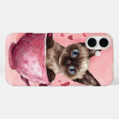 SCHATTIGEE WATERVERF KITTEN ZITTEN IN ROZE THEEKOP Case-Mate iPhone CASE (Achterkant (horizontaal))