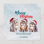Schattigee waterverf kitty cat Santa Merry Christm Bedankkaart (Voorkant / Achterkant)
