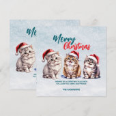 Schattigee waterverf kitty cat Santa Merry Christm Feestdagenkaart (Voorkant / Achterkant)
