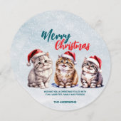 Schattigee waterverf kitty cat Santa Merry Christm Feestdagenkaart (Voorkant / Achterkant)