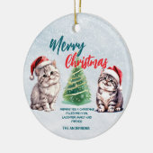 Schattigee waterverf kitty cat Santa Merry Christm Keramisch Ornament (Links)