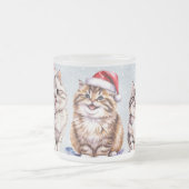 Schattigee waterverf kitty cat Santa Merry Christm Matglas Koffiemok (Center)