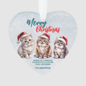 Schattigee waterverf kitty cat Santa Merry Christm Ornament (voorkant)