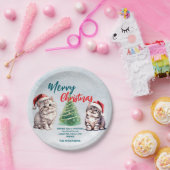 Schattigee waterverf kitty cat Santa Merry Christm Papieren Bordje (Feest)
