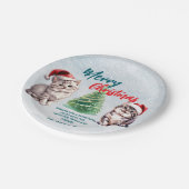 Schattigee waterverf kitty cat Santa Merry Christm Papieren Bordje (Gekanteld)