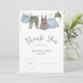 Schattigee Waterverf Kleding Moderne Foto Baby sho Bedankkaart (Staand voorkant)