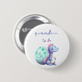 Schattigee Waterverf Kleine Dinosaurus Oma-to-be Ronde Button 5,7 Cm (Voorkant /achterkant)