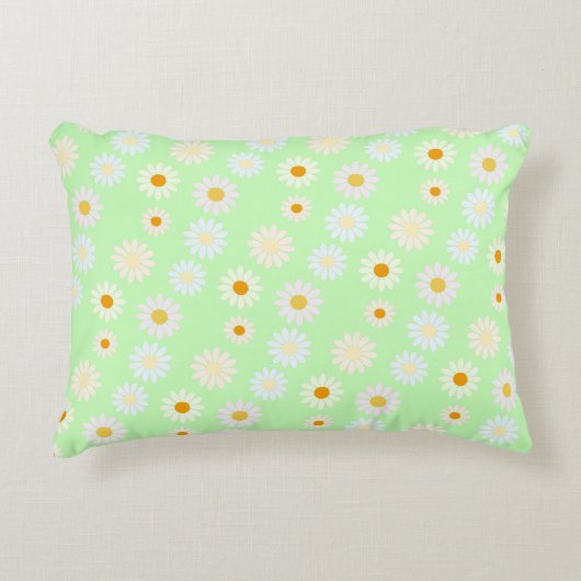 Schattigee waterverf kleurrijke Daisy Pattern Gree Accent Kussen (Voorkant)