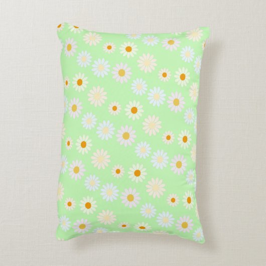 Schattigee waterverf kleurrijke Daisy Pattern Gree Accent Kussen (Achterkant (Verticaal))