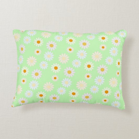 Schattigee waterverf kleurrijke Daisy Pattern Gree Accent Kussen (Achterkant)