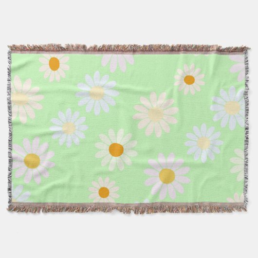 Schattigee waterverf kleurrijke Daisy Pattern Gree Deken (Voorkant)