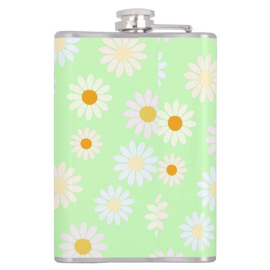 Schattigee waterverf kleurrijke Daisy Pattern Gree Heupfles (Achterkant)