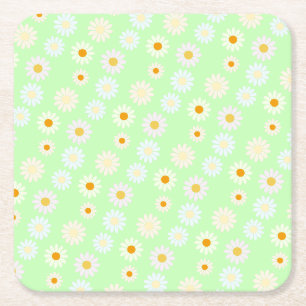 Schattigee waterverf kleurrijke Daisy Pattern Gree Kartonnen Onderzetters