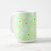 Schattigee waterverf kleurrijke Daisy Pattern Gree Koffiemok (Voorkant links)