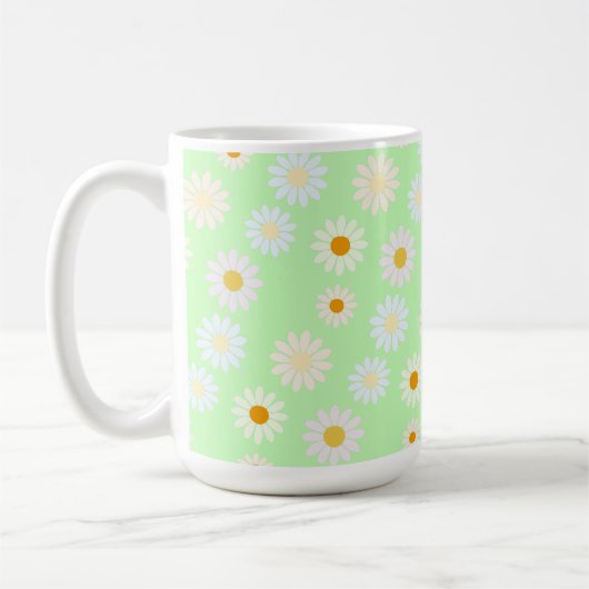 Schattigee waterverf kleurrijke Daisy Pattern Gree Koffiemok (Links)