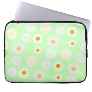 Schattigee waterverf kleurrijke Daisy Pattern Gree Laptop Sleeve