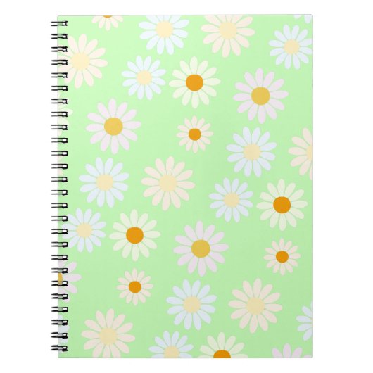 Schattigee waterverf kleurrijke Daisy Pattern Gree Notitieboek (Voorkant)