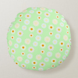 Schattigee waterverf kleurrijke Daisy Pattern Gree Rond Kussen