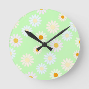Schattigee waterverf kleurrijke Daisy Pattern Gree Ronde Klok