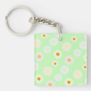 Schattigee waterverf kleurrijke Daisy Pattern Gree Sleutelhanger