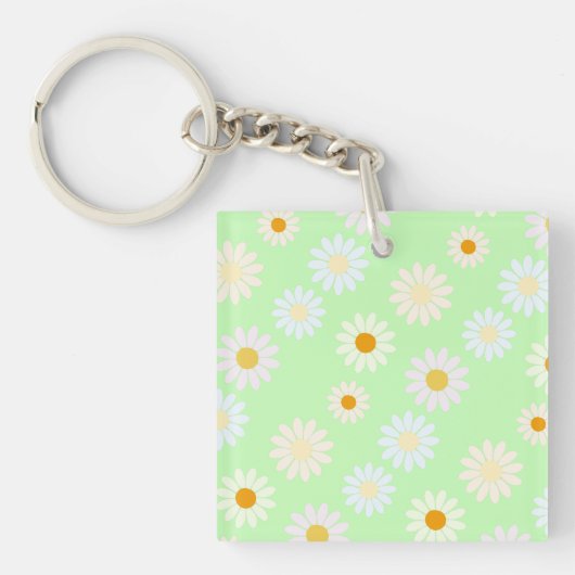 Schattigee waterverf kleurrijke Daisy Pattern Gree Sleutelhanger (voorkant)