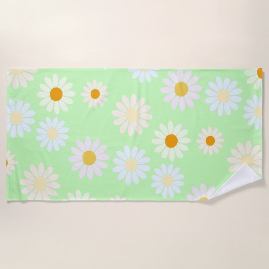 Schattigee waterverf kleurrijke Daisy Pattern Gree Strandlaken (Voorkant)