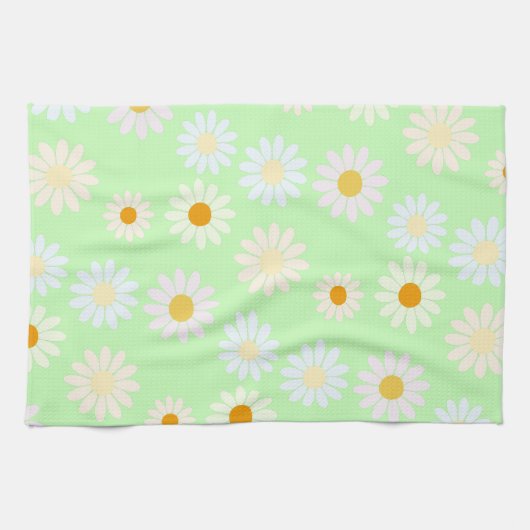 Schattigee waterverf kleurrijke Daisy Pattern Gree Theedoek (Horizontaal)